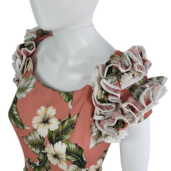 Milson by Ky's Hawaiian Fishtail Full Length Rayon Poplin Muumu Dress Size Large - Picture 5 of 12